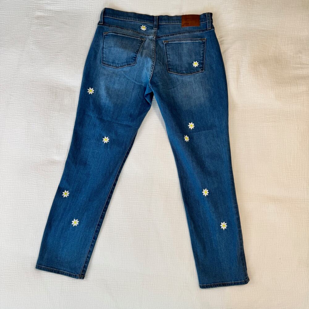 J.Crew Embroidered Boyfriend Jeans Women's 30 Daisy Floral Cottagecore Spring - Picture 4 of 16
